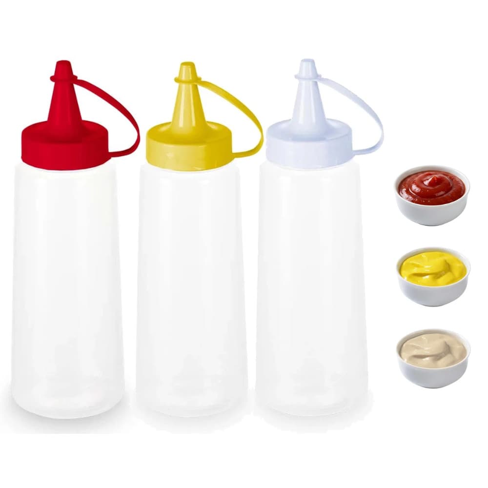 Bisnaga de Molho 200ml Profissional ShopMais Frasco Squeeze Mostarda Ketchup Maionese Premium Bico