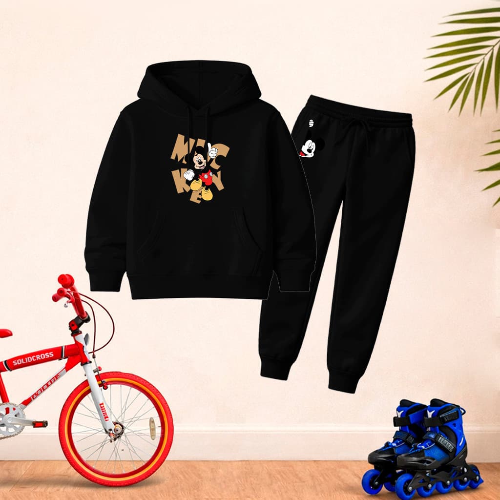 Conjunto Infantil Moletom com Capuz e Calça Estampa Mickey Casual Confortável