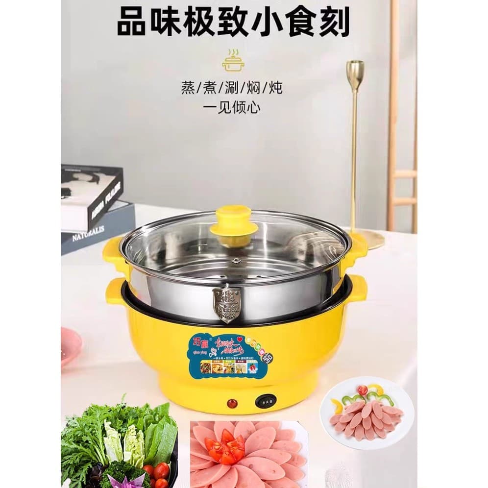Excelente molde panela elétrica de aço inoxidável panela de macarrão cozinha doméstica guisado multifuncional panela que