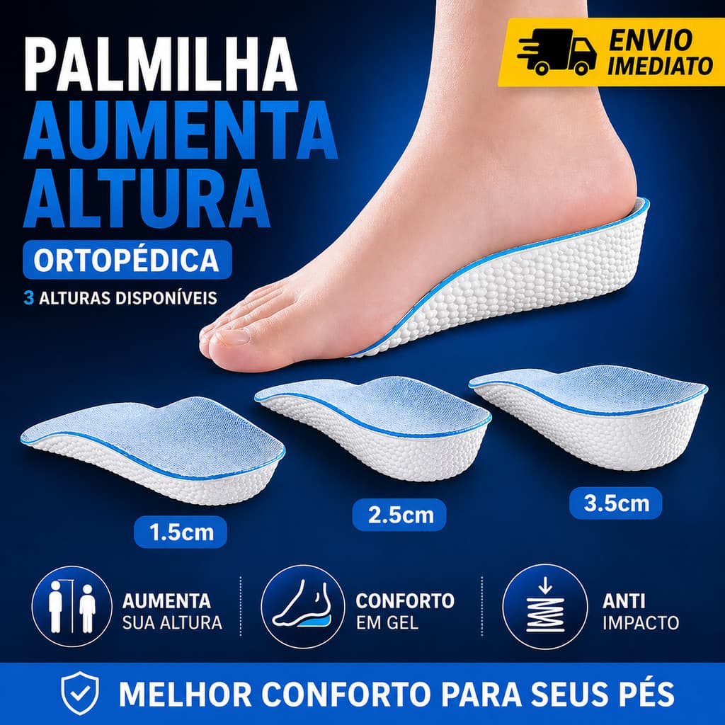 Palmilha Ortopédica Para Aumento Da Altura Calcanhar Par Confortável