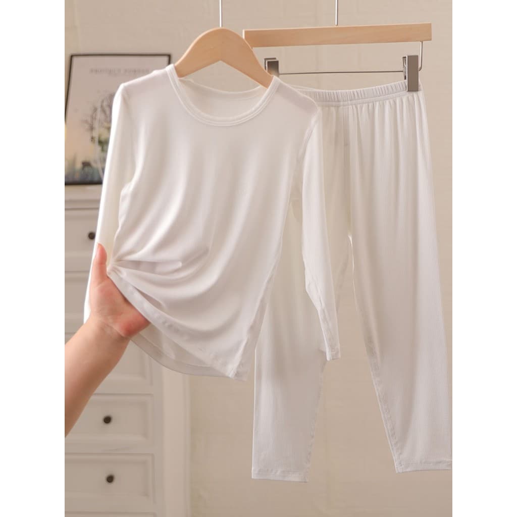 Mipink fruta rosqueada Modal crianças roupas de outono calças compridas meninos conjunto roupa interior branco puro pija