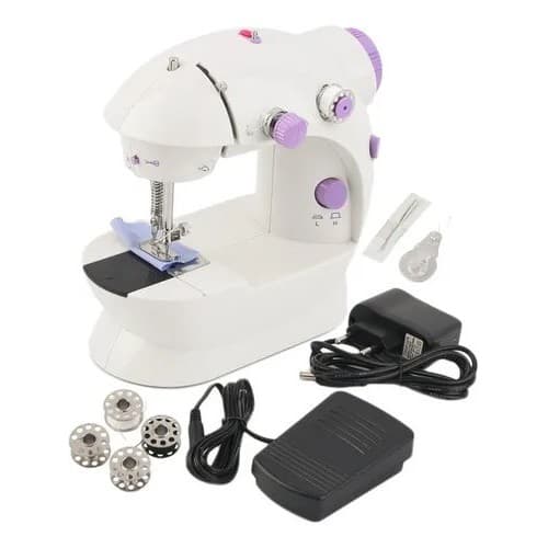 Máquina de Costura Portátil Elétrica em Miniatura com Pedal Compatível com Tensão Bivolt 110v-220v