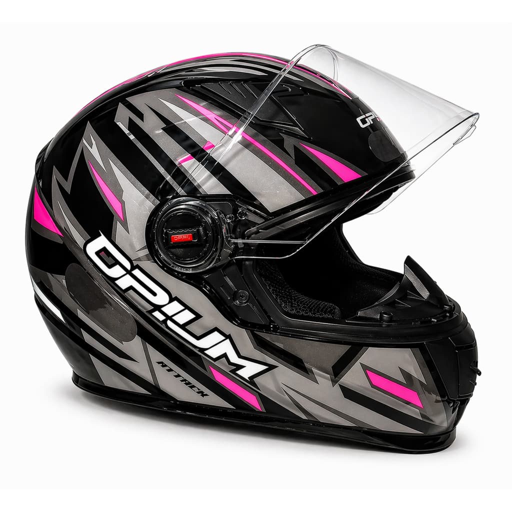Capacete Moto Feminino Ebf Opium Attack Preto Rosa