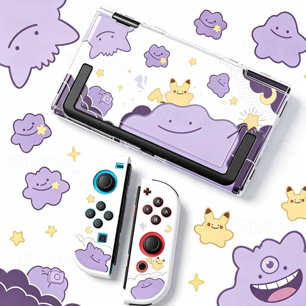 Kit De Capa Protetora Com Tema Ditto Para Nintendo Switch/OLED/2-Conjunto Completo De Acessórios De Doca , Joy-Con Semel