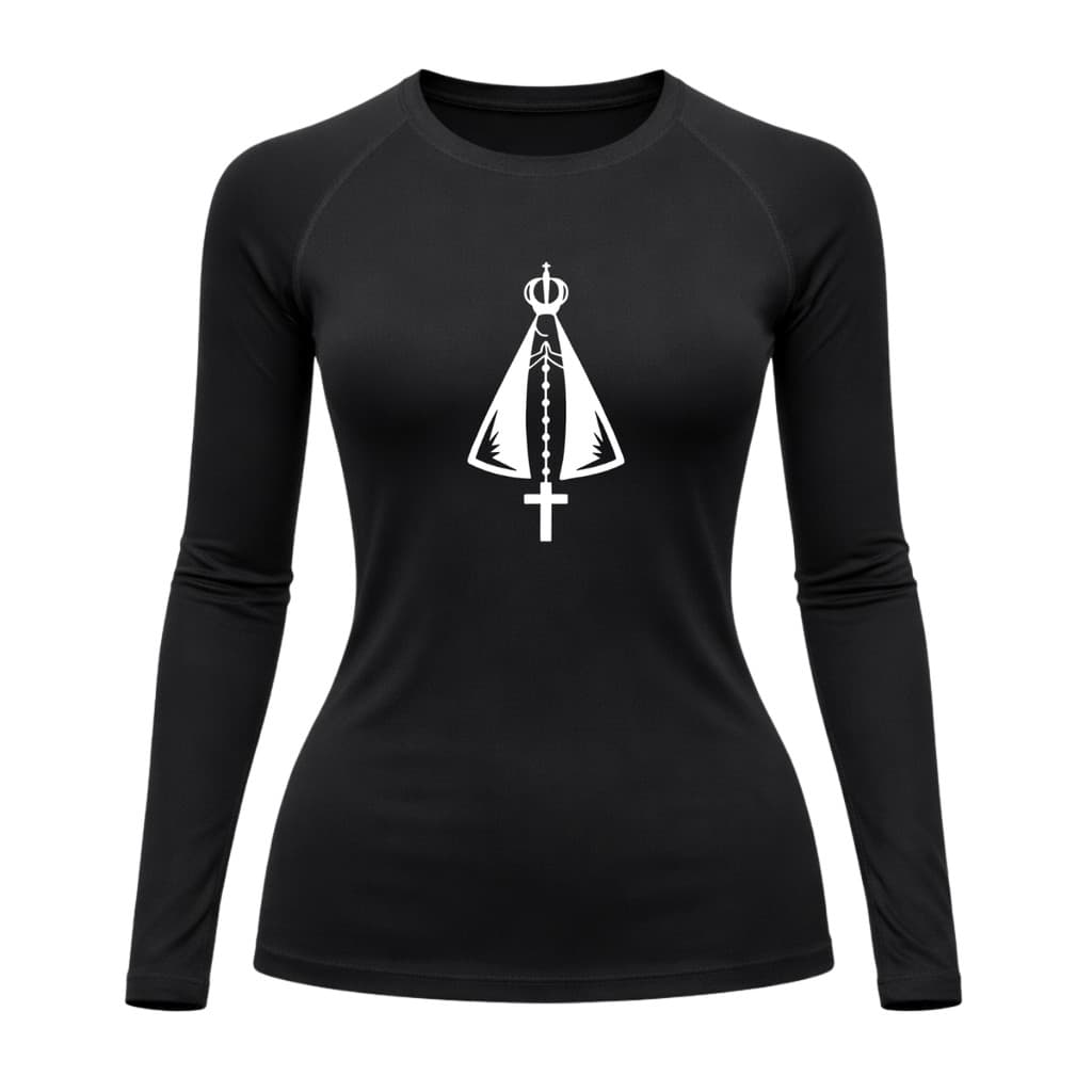 Camiseta Compressão Uv Manga Longa Estampa Da Roça Proteção Da Nossa Senhora
