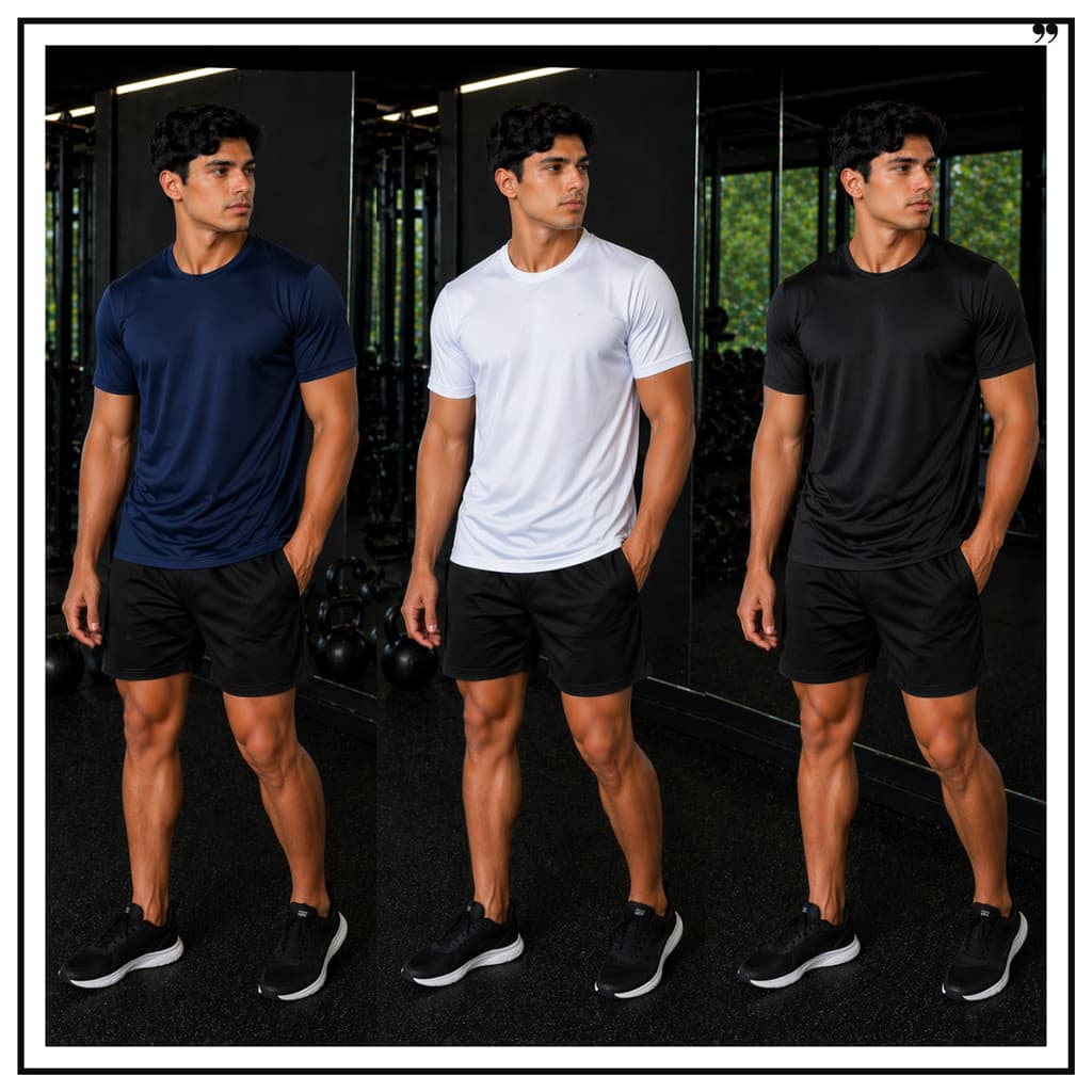 KIT 3 Camisa Masculina ACADEMIA Dry Fit - Não Amassa, Seca Rápido, Fitness, Treino, Corrida, Camiseta