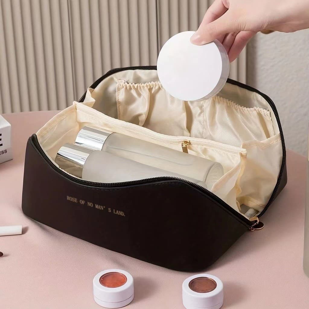 Bolsa de travesseiro de alta qualidade PU, bolsa de cosméticos multicamadas, bolsa de higiene pessoal para viagem, bolsa