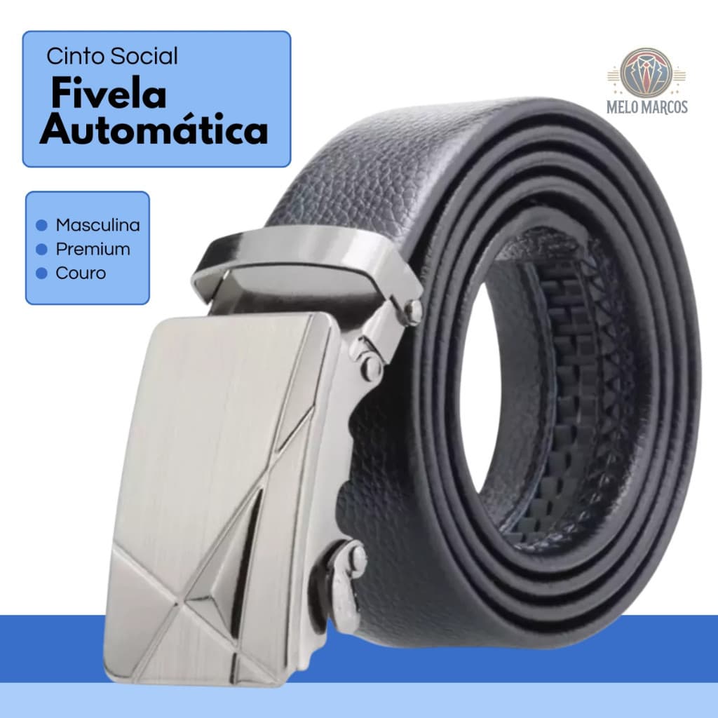 Cinto Social Masculino Em Couro Legitimo Fivela Automática