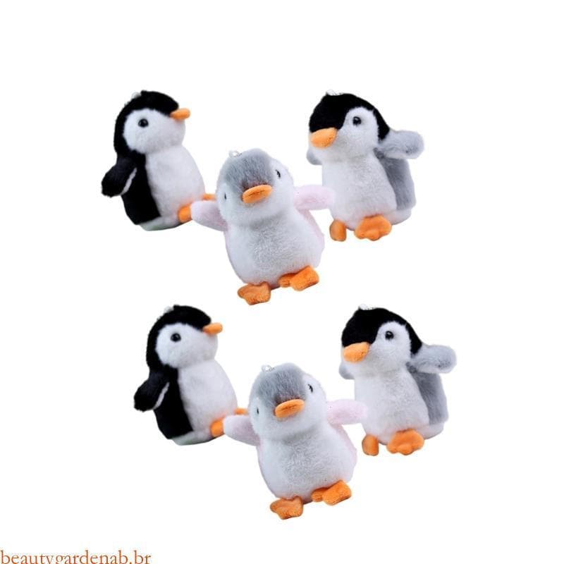 beautygardenab 6 Pçs Pinguins Dos Desenhos Animados Chaveiro Pelúcia Brinquedo Carro Chave Pendurado Acessóri