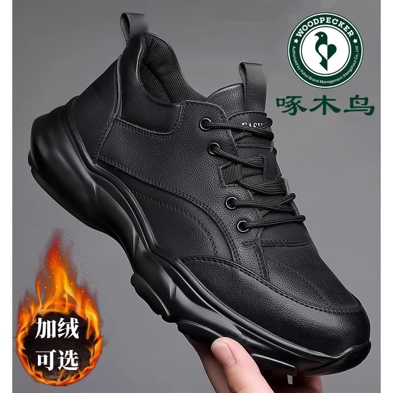 Woodpecker sapatos masculinos de couro genuíno com sola macia esportes sapatos casuais forro masculino sapatos de couro