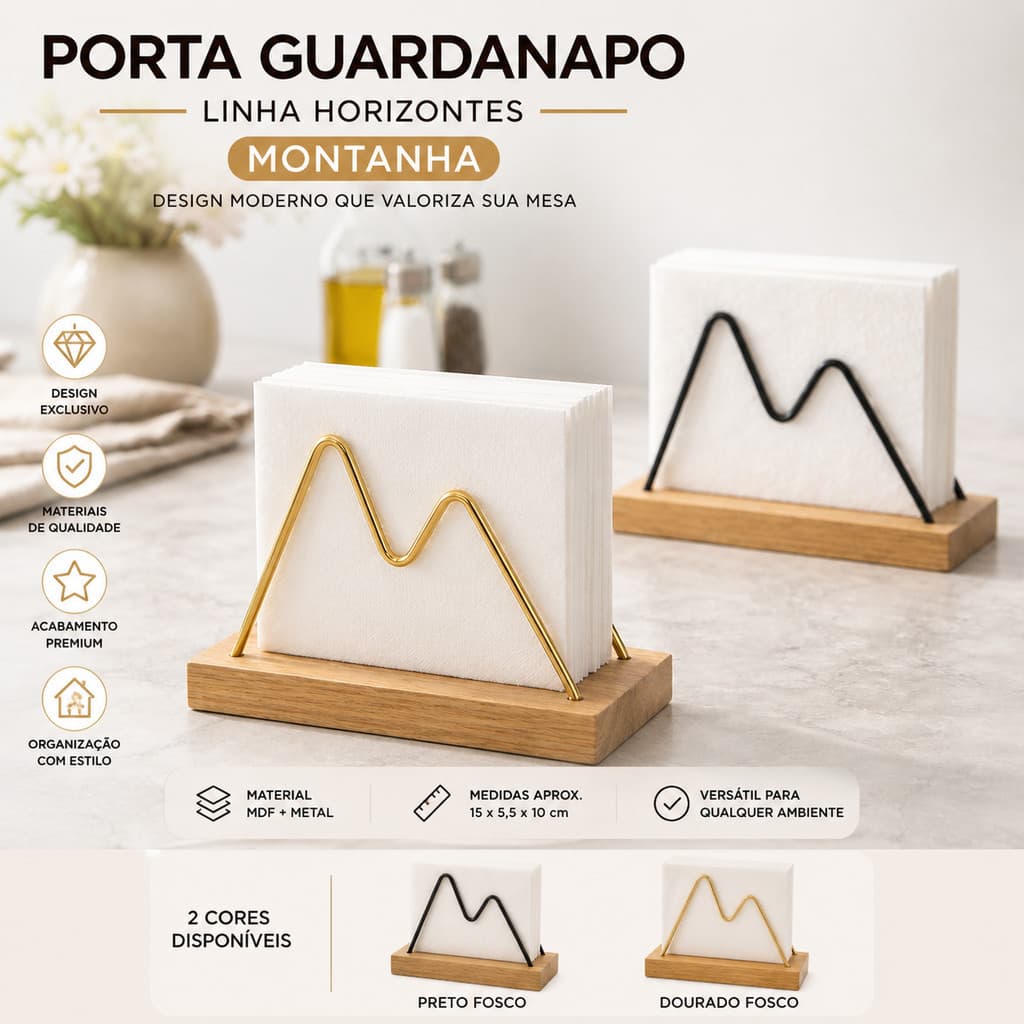 Porta Guardanapo Premium Linha Horizontes montanhas para Mesa Cozinha Suporte ENVIO IMEDIATO