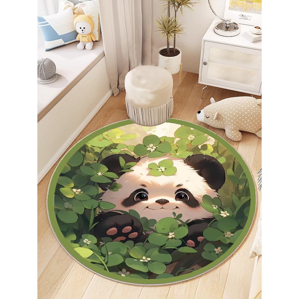 Panda dos desenhos animados tapete redondo sala de estar quarto estilo étnico sofá mesa café cobertor crianças pendurado