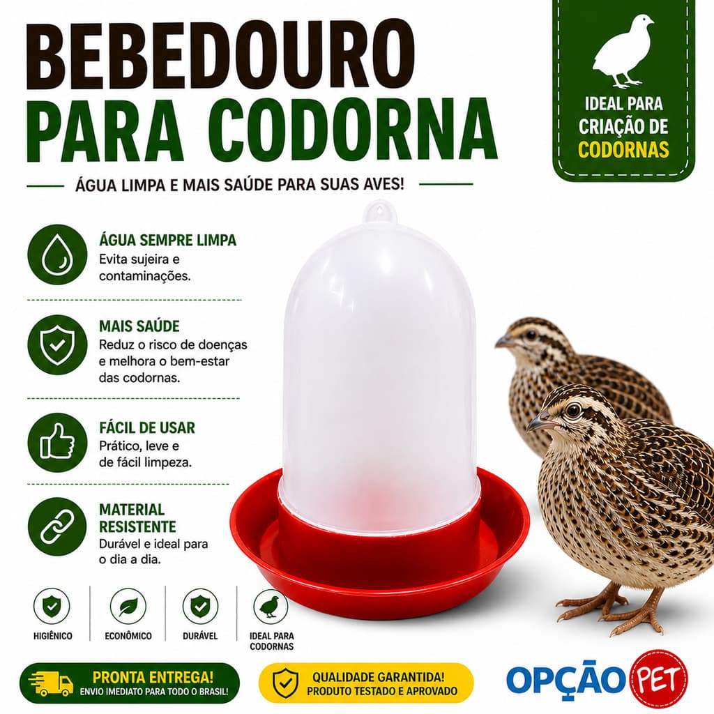 Bebedouro para Codorna e Pintinho Opção pet