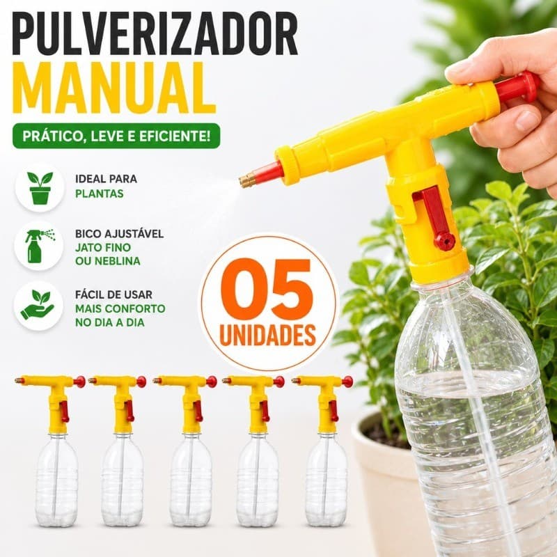 Pulverizador Manual Garrafa Pet com Mangueira e Jato Regulável