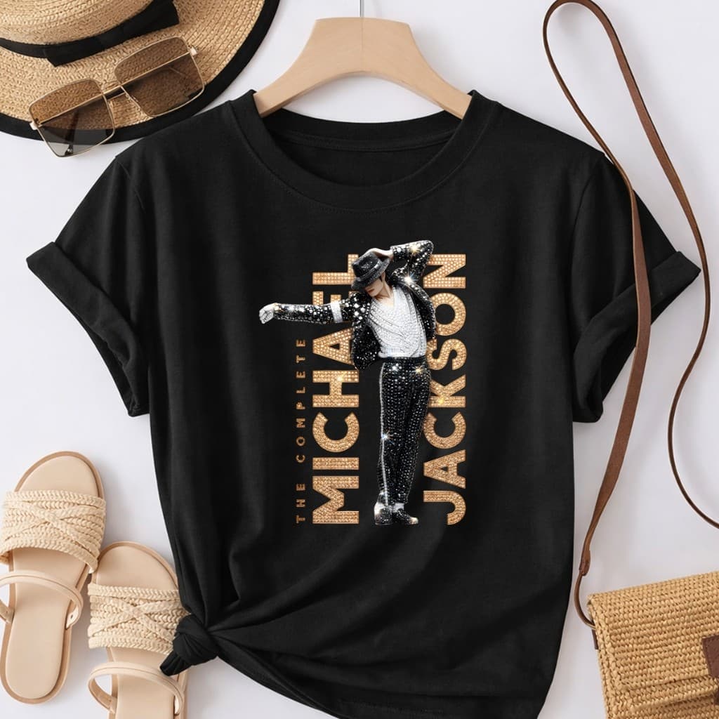 Camiseta Estampa Dourada Exclusiva Michael Jackson Feminina Premium Casual 100% Algodão