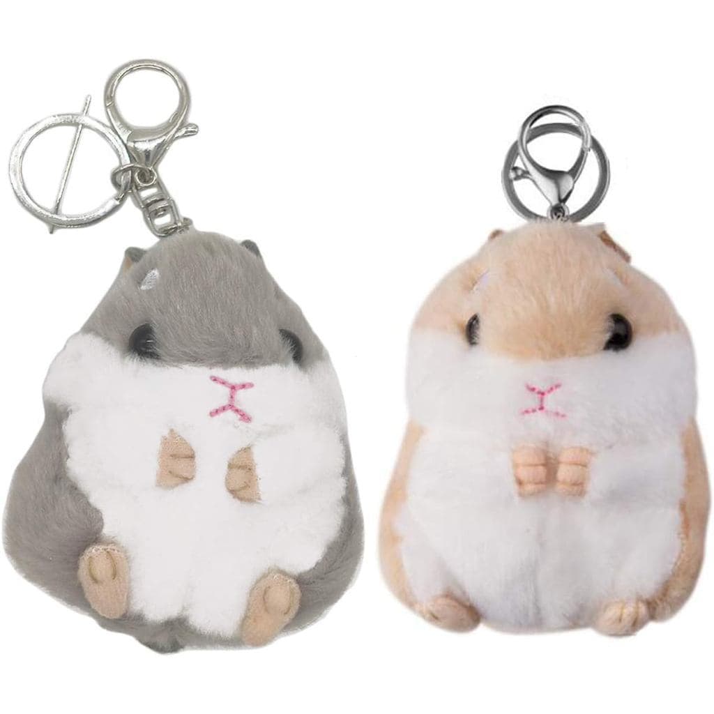 2 Peças Chaveiro De Pelúcia De Hamster Fofo Pingente De Boneca , 4 Polegadas (Cerca De 10.2 Cm) , Cinza E Marrom