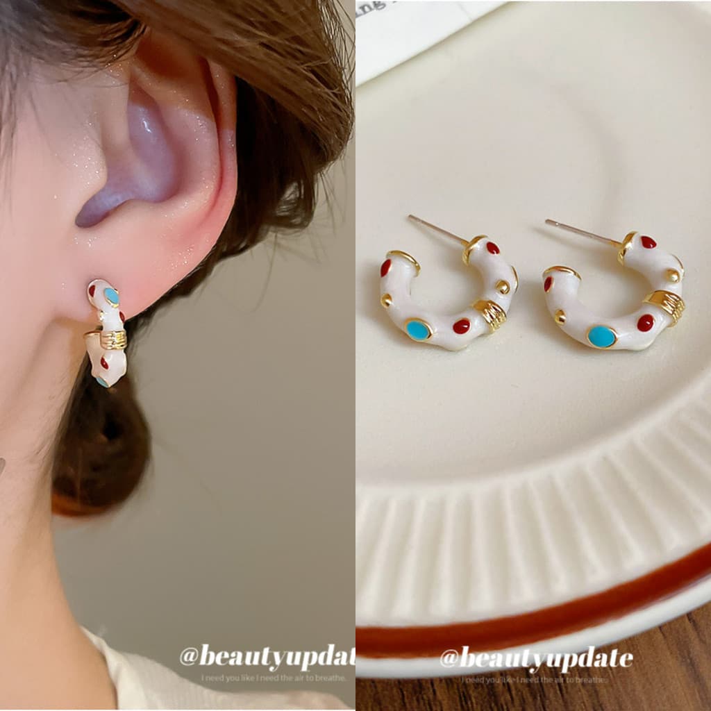 Agulha de prata óleo gotejamento Irregular em forma de C brincos feminino novo estilo brincos de temperamento de alta qu