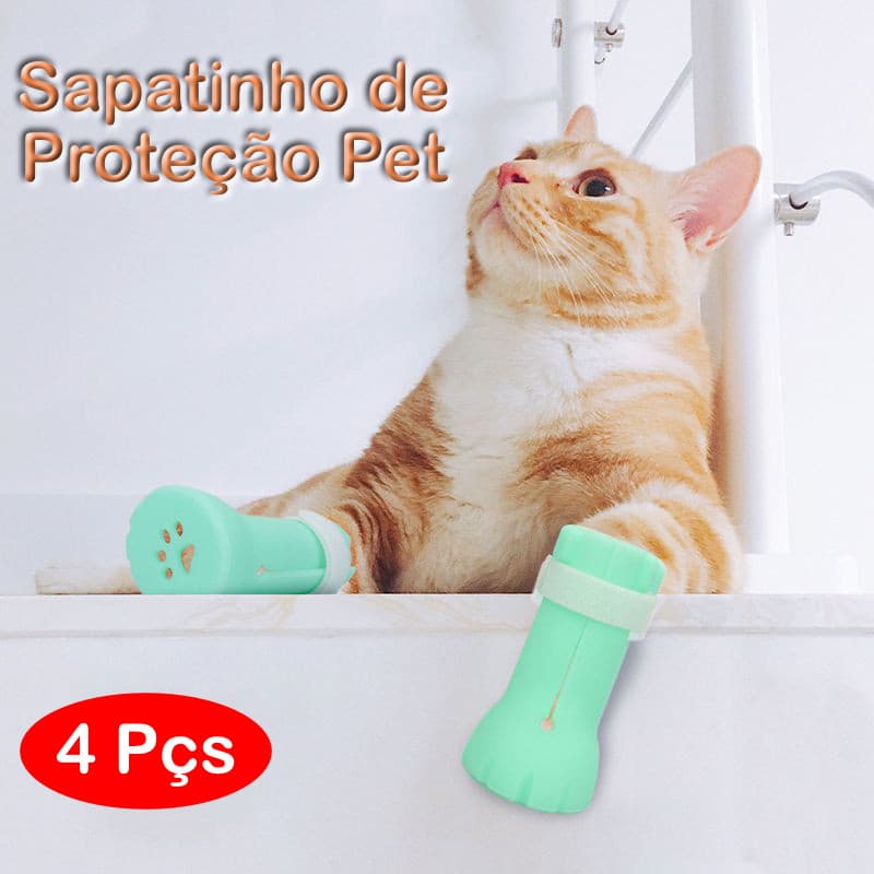 Sapatinho Para Pet Gato Cachorro De Silicone A Prova D´água 4 Patas Banho Sapato Botinha