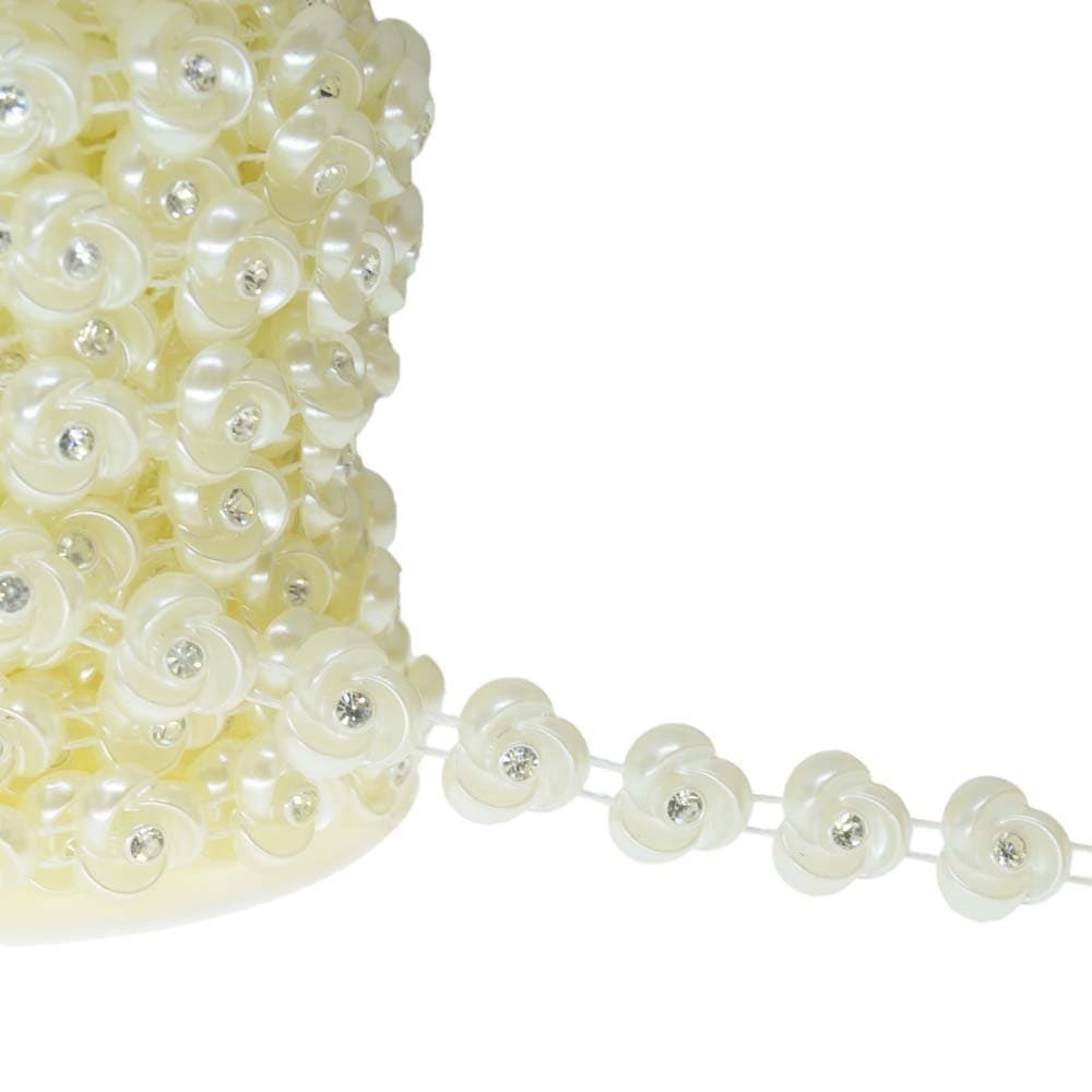 Aljofre de Pérola Flor Espiral 13mm - Corrente de ABS para Chinelo e Artesanato