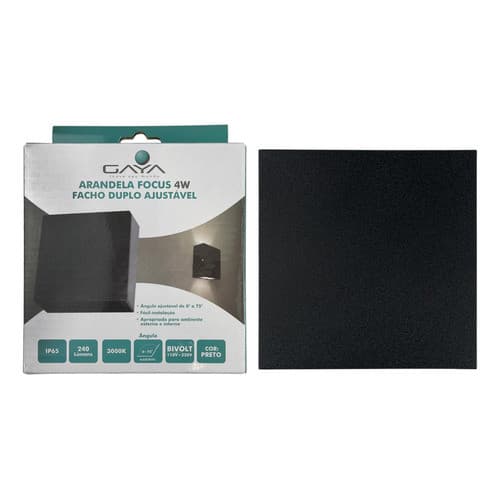 Arandela Focus 4w 3000k Preto 240 Lumens Ip65 Gaya 9681