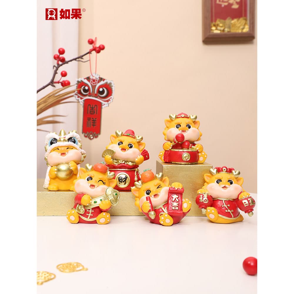 Ano novo dragão dourado ano novo pequenos ornamentos escritório em casa Desktop bonito ornamentos do zodíaco presentes a