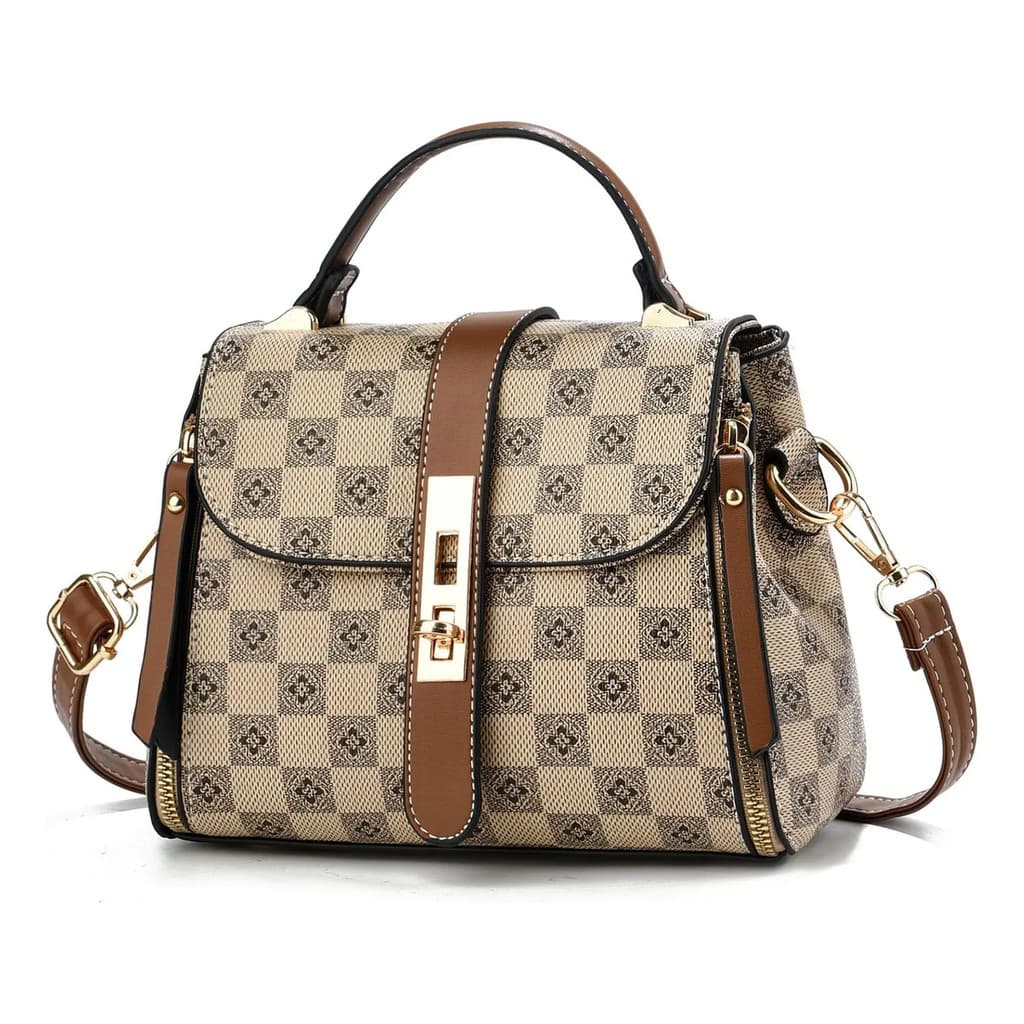 Bolsa Baú Transversal Moda Gringa D2 Xadrez