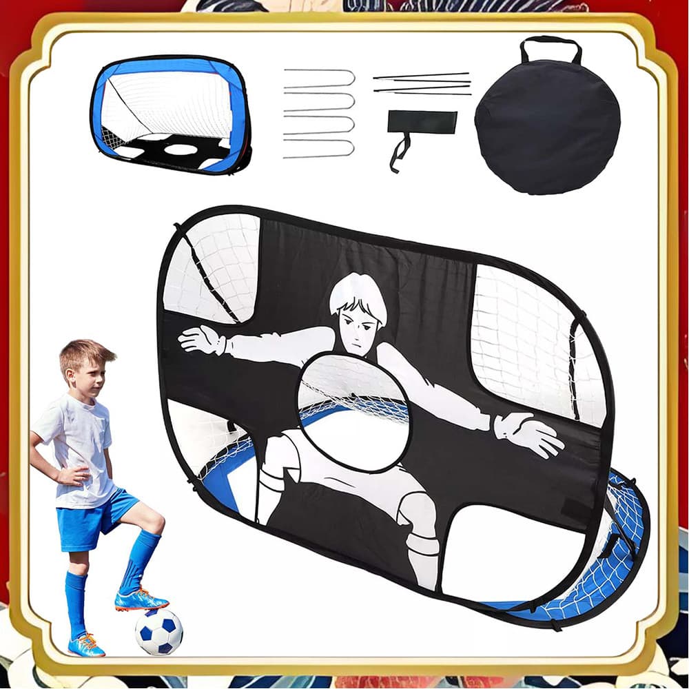 Gol de futebol ao ar livre portátil preto azul cor combinando conjunto de metas de treinamento doméstico