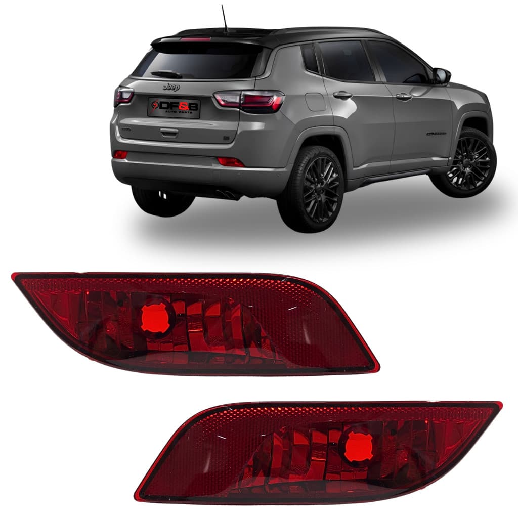 Par Lanterna Olho de Gato Parachoque Traseiros Jeep Compass 2017 a 2025
