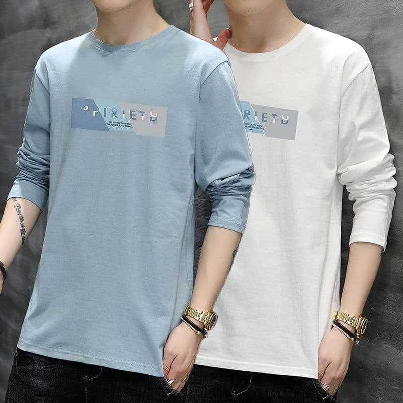 Camiseta de manga comprida masculina outono novo estilo roupas internas na moda Casual camisa de fundo masculina camiset