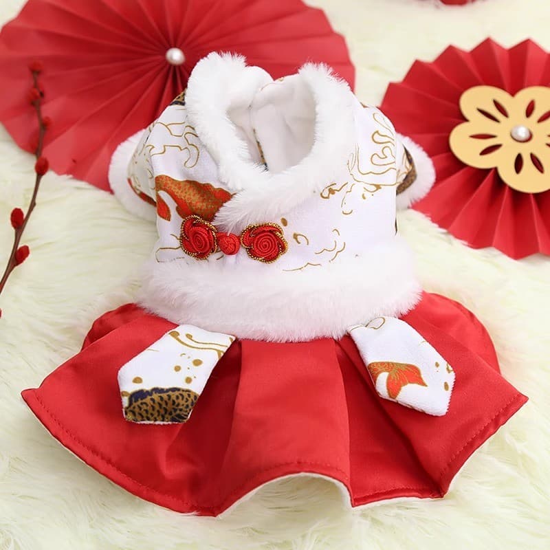 Roupas para cães ano novo Koi Tang terno Teddy Bichon Corgi Schnauzer gato de estimação feliz ano novo roupas feliz Fest