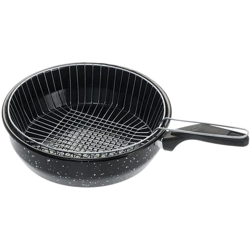 Frigideira 26cm com Cesto Fritadeira 2,7L Esmaltada Antiaderente Preta
