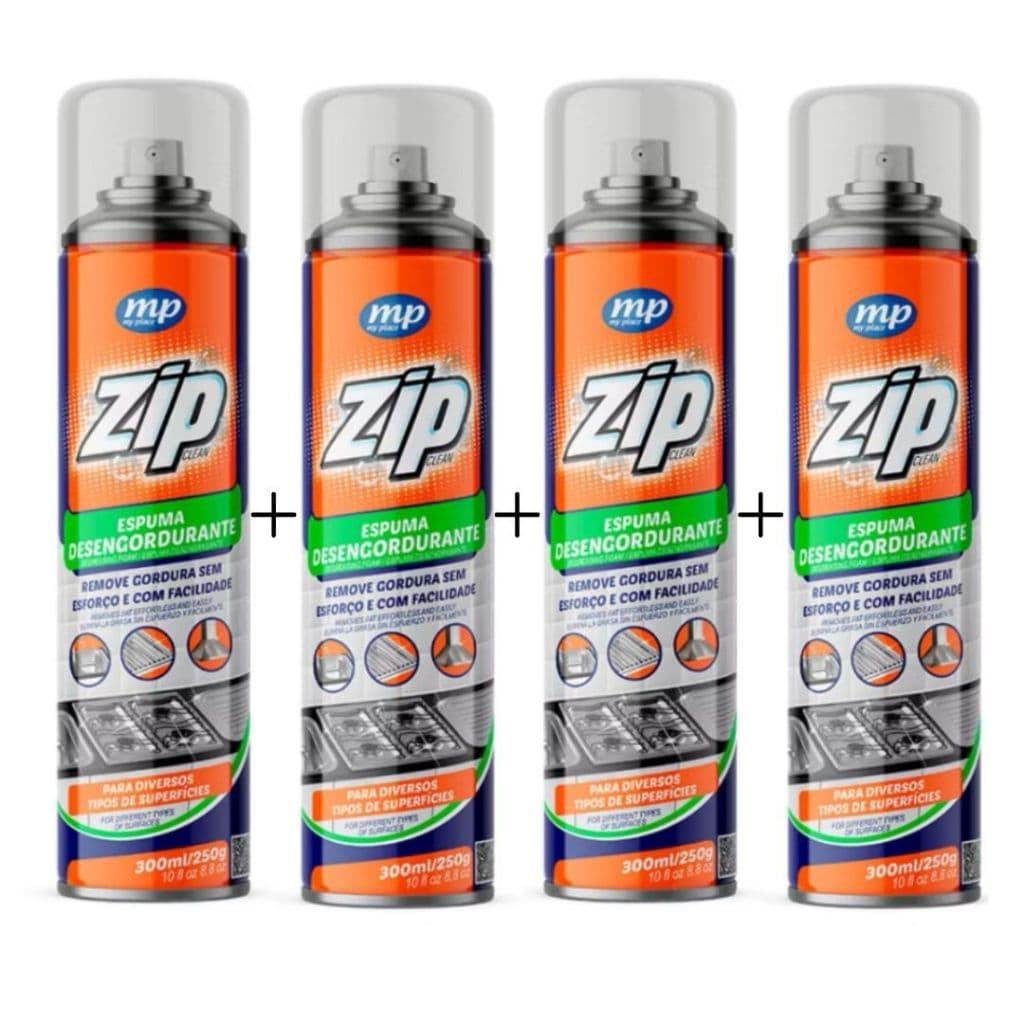 Zip Espuma Desengordurante Spray Limpeza de Cozinha, Fogão e Gordura Pesada Zip Clean 300ml