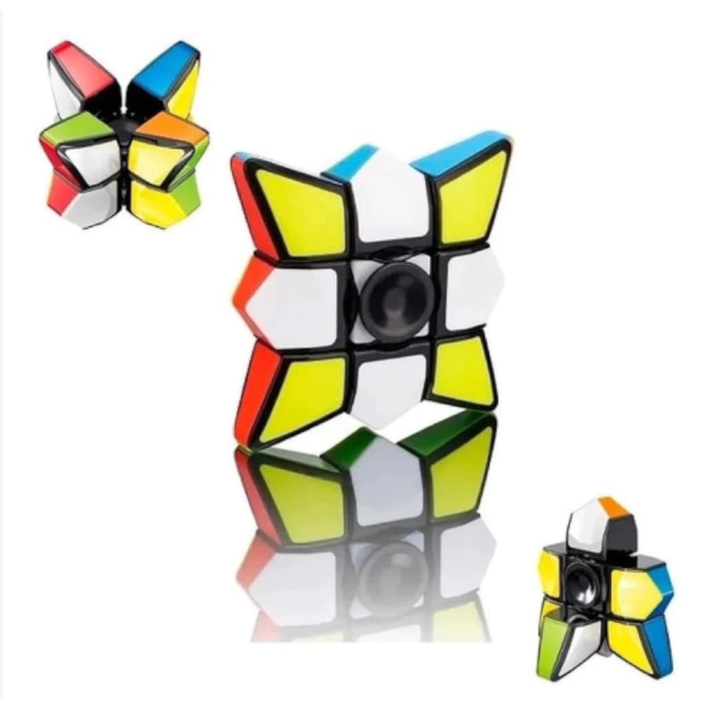 Cubo Mágico 2 Em 1 1x3x3 E Hand Spinner Fidget Puzzle Preto