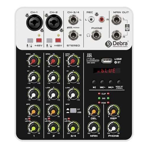 Mixer Debra V4 Usb Bt 5.0 48v Hd Rec Audio Interface