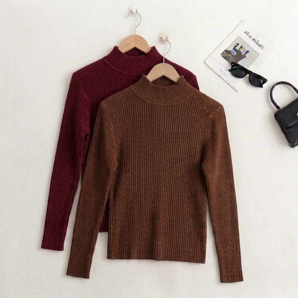 Kit 2 Cacharrel Gola Alta Segunda Pele para Inverno Blusa de Frio Lisa Suéter Elegante