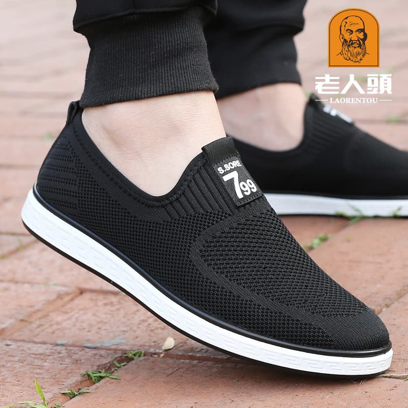 Idosos sapatos casuais homens verão novo estilo respirável malha sapatos de meia-idade idosos sapatos de caminhada pesso