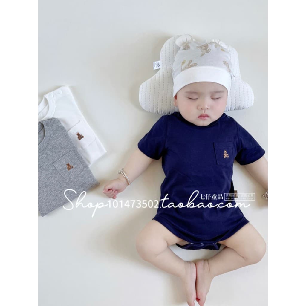 Masculino feminino bebê puro algodão saco peido manga curta verão topo bebê roupas de verão cor sólida estilo ocidental