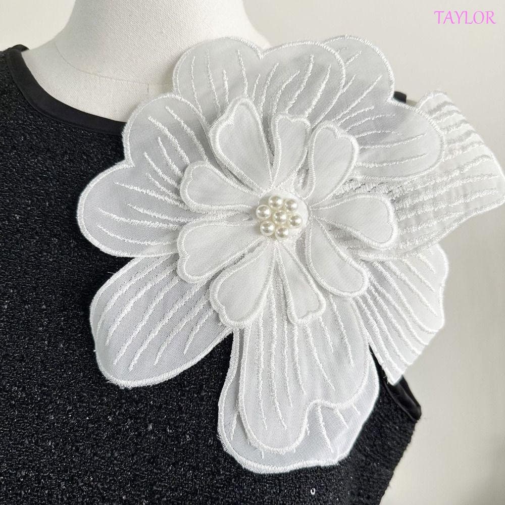 Apliques De Flores Bordadas TAYLOR , Remendos De Roupas De Pérolas Multicamadas , Tecido De Renda