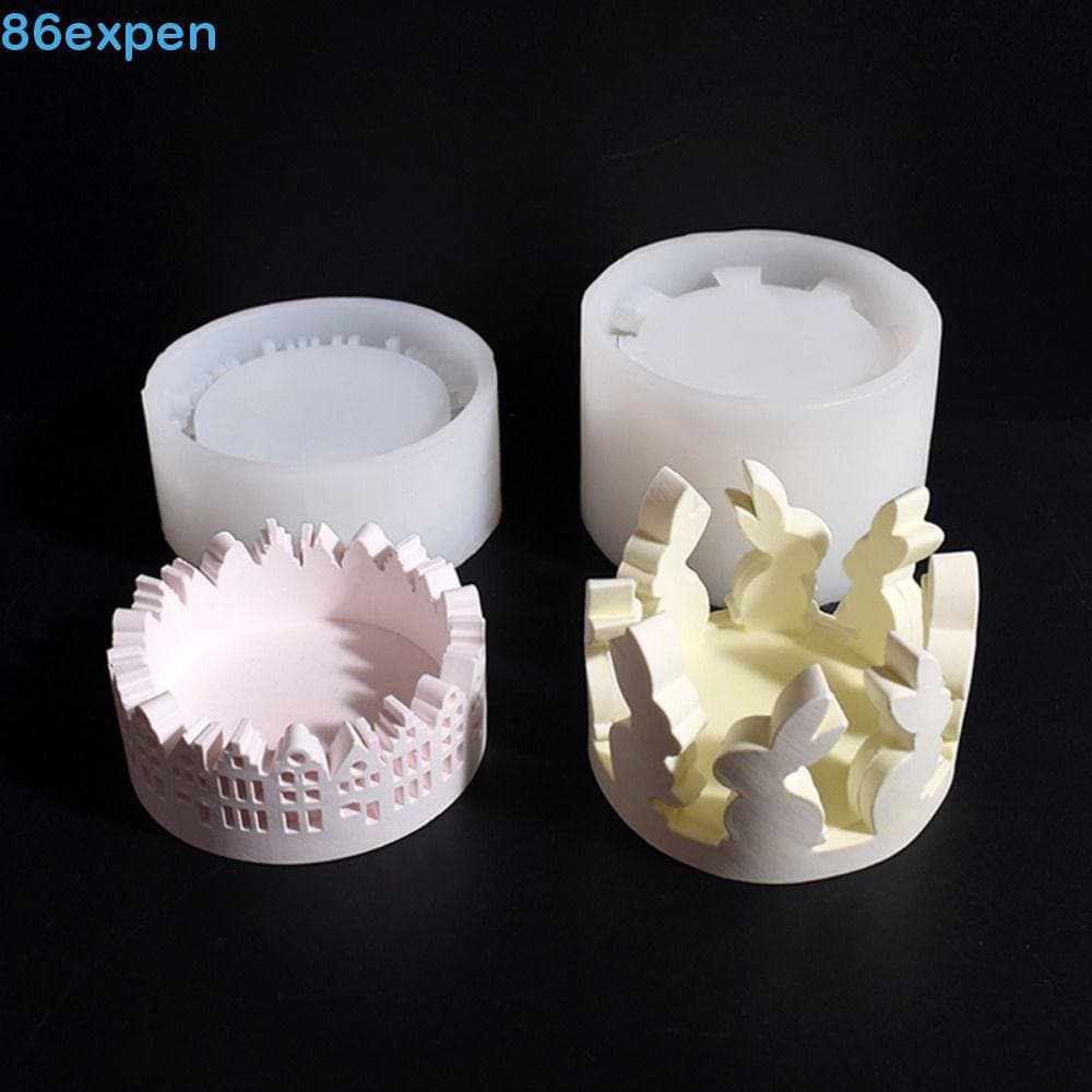 EXPEN1 Suporte De Vela De Coelho De Páscoa , Forma De Casa Oca , Molde De Silicone Para Castiçal , Macio