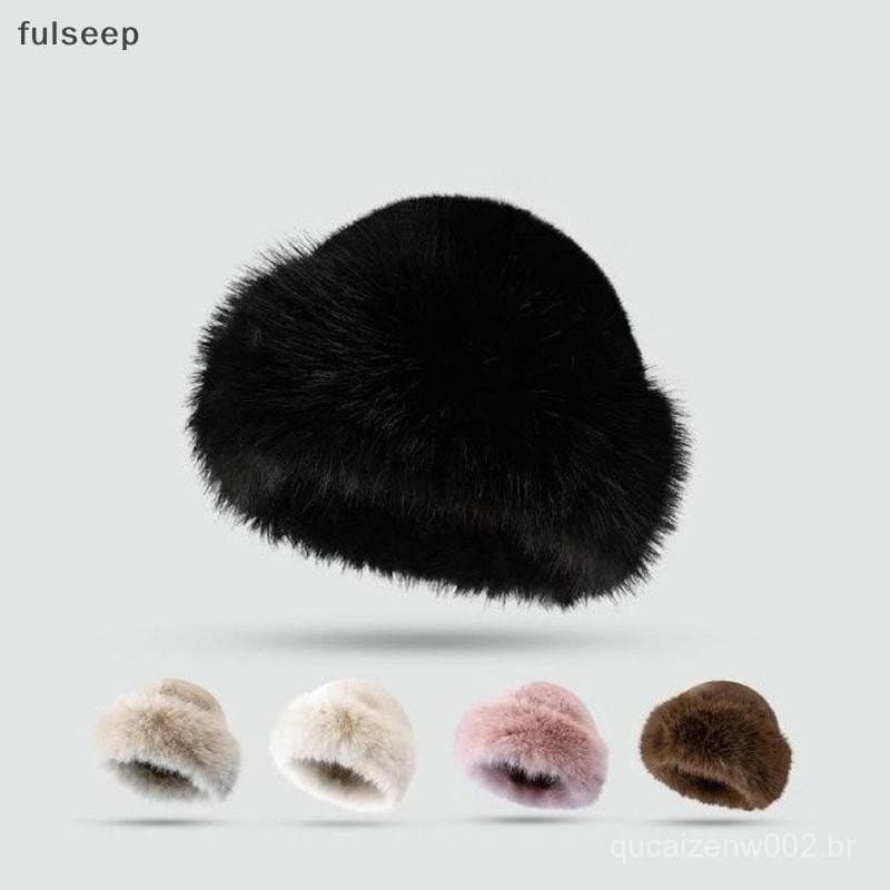 [fulseep] Outono E Inverno Moda Feminina Boné De Pele Chapéu Chapéus Mongol Sem Aba De Pelúcia Fofo Esqui Equitação Boné