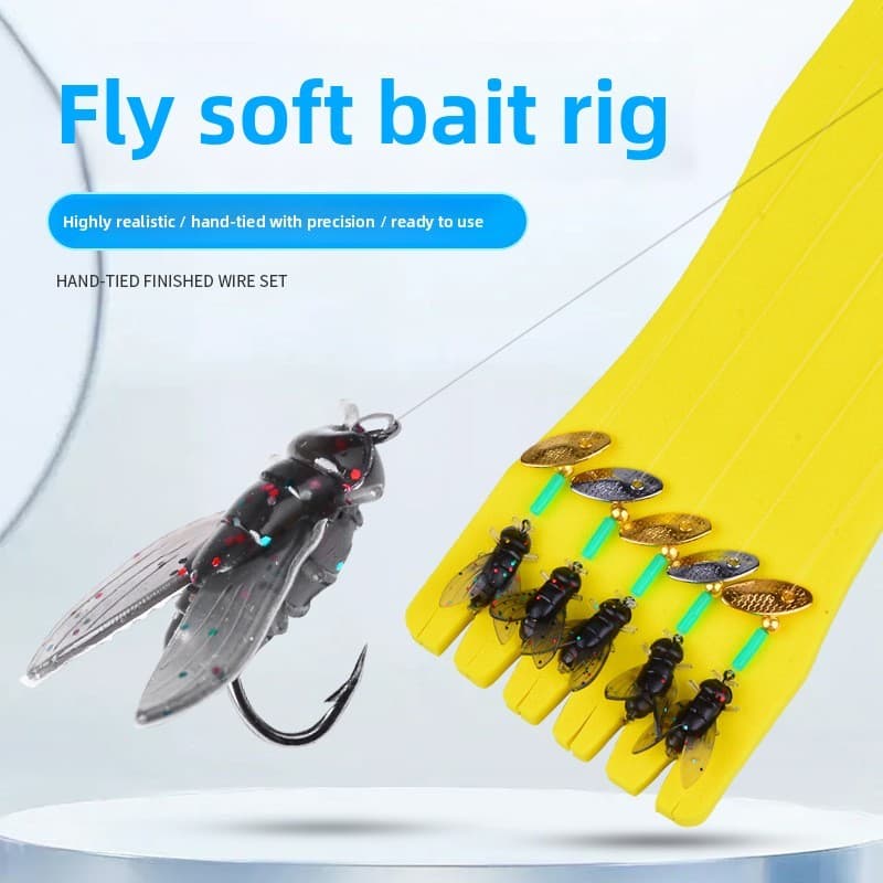 Fly isca macia conjunto de pesca gravata mosca gancho Micro-objeto isca falsa girassol lantejoulas conjunto linha conjun