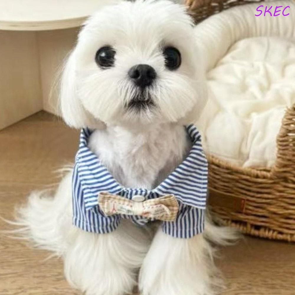 Camisas Listradas Para Cães SKEC , Respiráveis Com Pijama Gravata Borboleta , Tecido Macio E Fino , Camisa Curta Confort