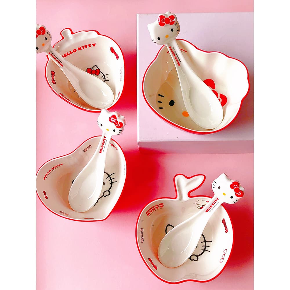 Wuhe tigela infantil tigela de bebê Hello Kitty HelloKitty menina comida complementar comer tigela de arroz dos desenhos