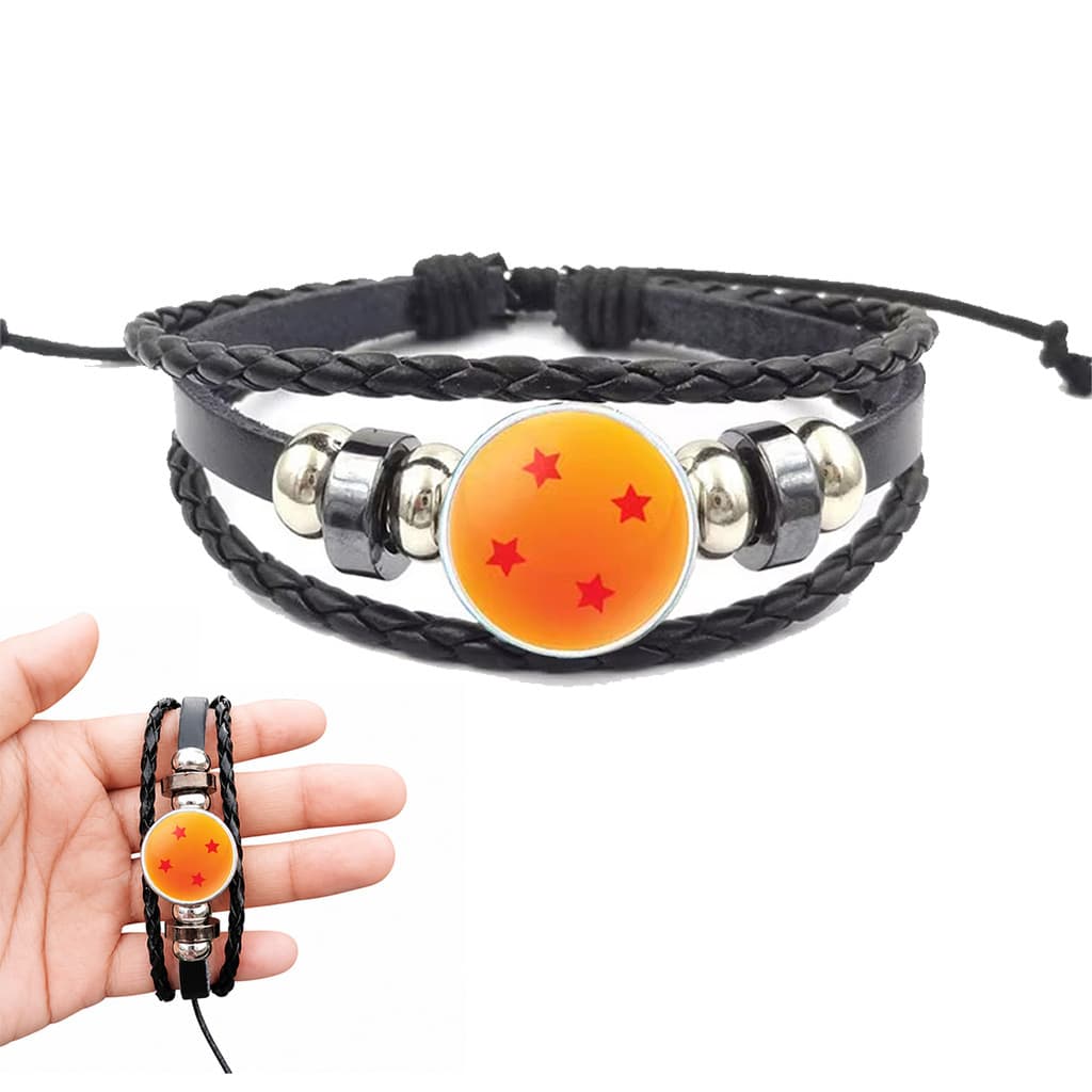 Pulseira Anime Dragon Ball Z Super Esferas do Dragão Ajustável Couro Snap Geek