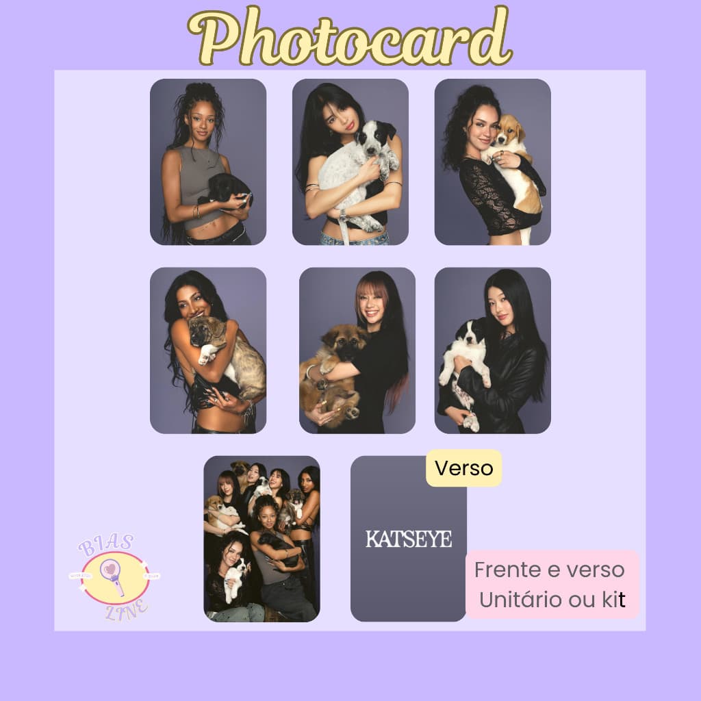 Photocard Fanmade Katseye | K-pop | Papel Fotográfico Laminado | Unidade ou Set