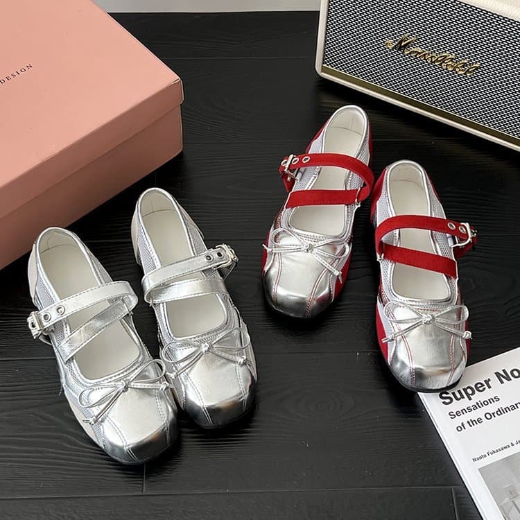 Retro francês Ballet sapatos boca rasa arco Mary Jane sapatos femininos All-Match Casual estilo suave