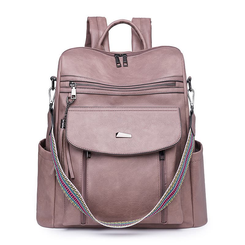 Mochila Casual retrô PU de grande capacidade
