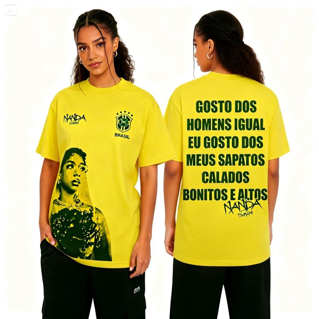 Camiseta Nanda  Brasil Copa Tendência Brasil 100% algodão