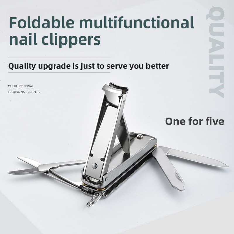 Multifuncional cortador de unhas cortador de unhas dobrável aço inoxidável cortador de unhas chaveiro ferramenta de quat