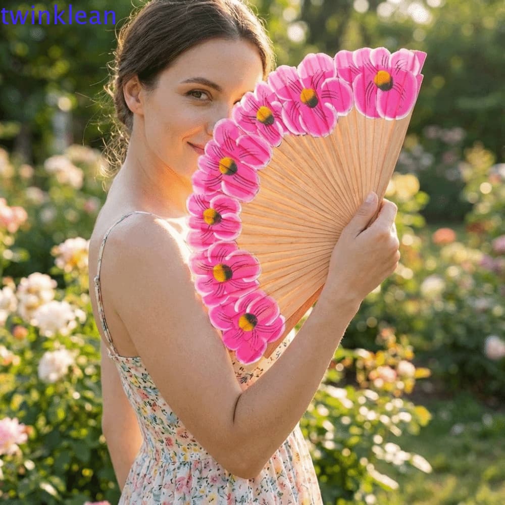 Leque Dobrável TWINKLEAN , De Dança Cheongsam Com Padrão Pintado À Mão Flor Antiga Estilo Chinês